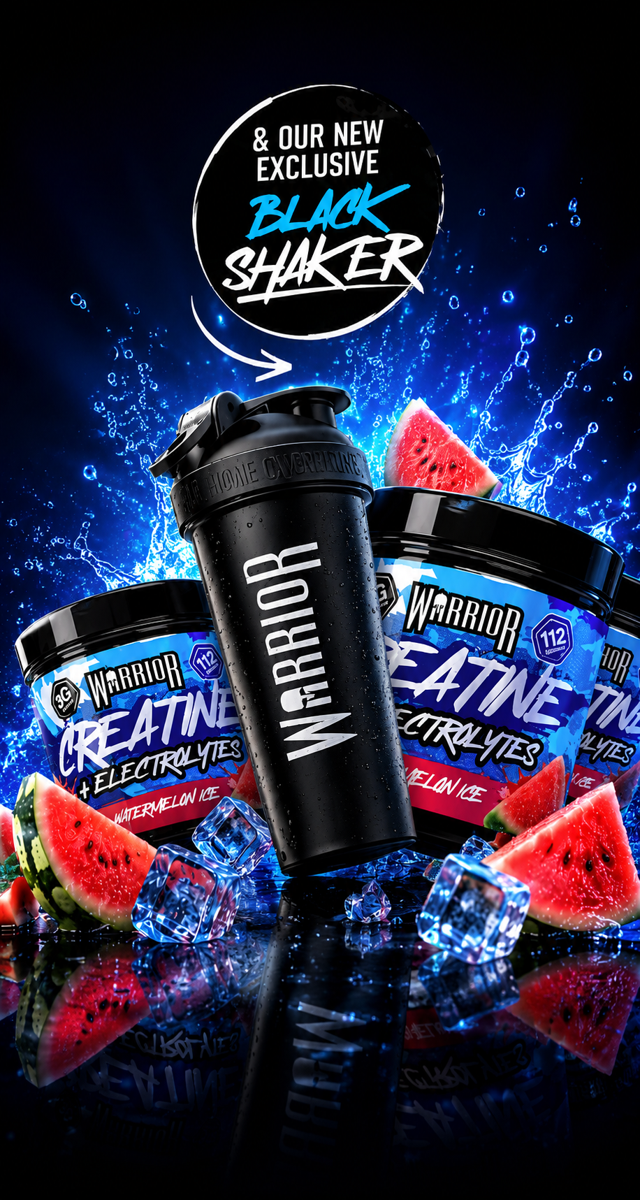 Warrior Black Shaker με κρεατινη και ηλεκτρολυτες